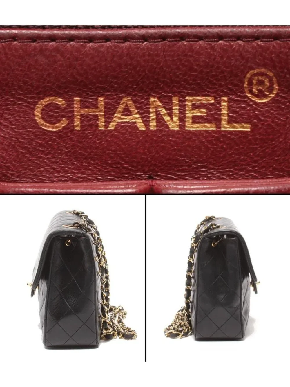Chanel Chain Shoulder Bag Gold Lambskin Quilted Single Flap